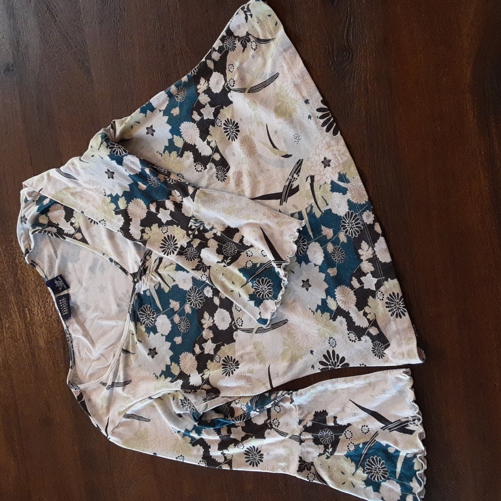 Casual Blue and White Bohemian Style Top